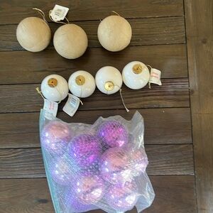 11 Purple ornaments w/silver netting & 6 make your own ornaments from Michael’s